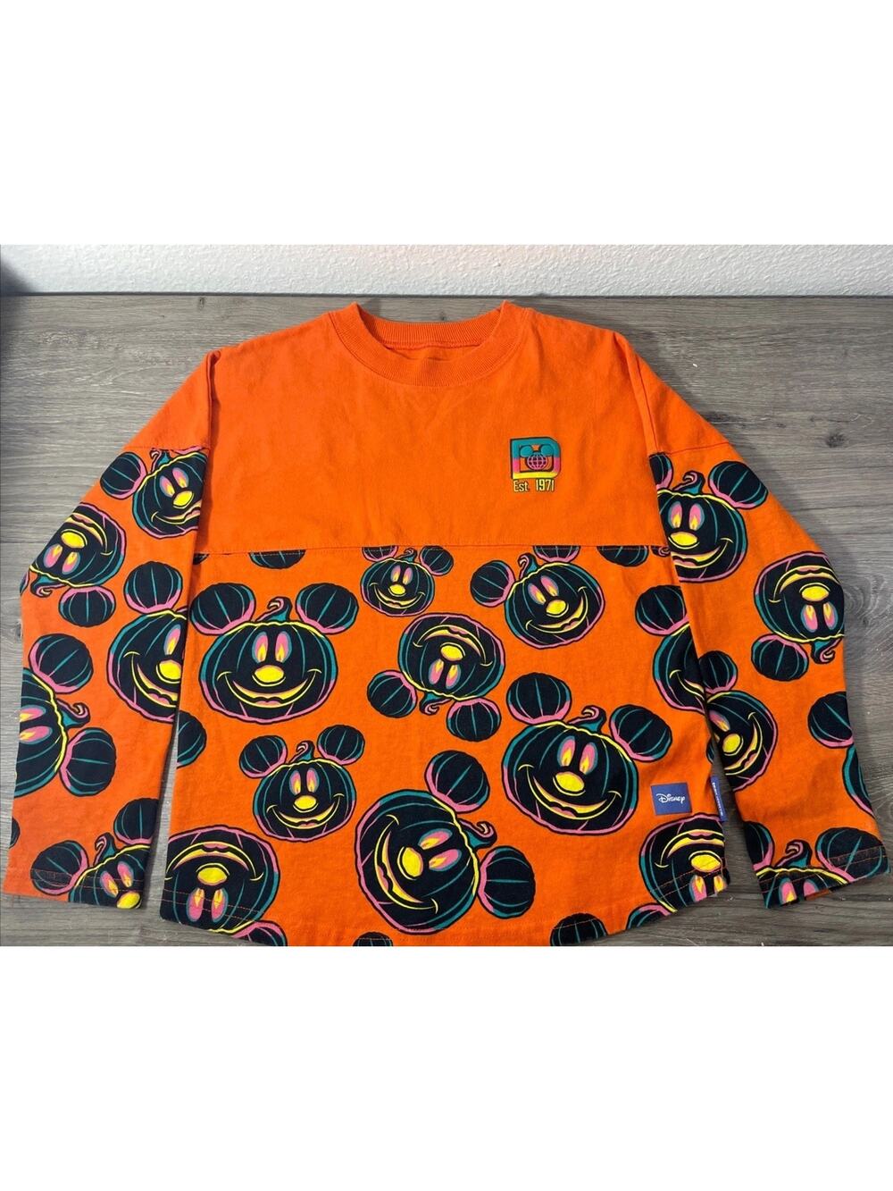 Disneyland Resort Halloween Pumpkin Mickey Spirit Jersey Kids Medium 7/8 Orange